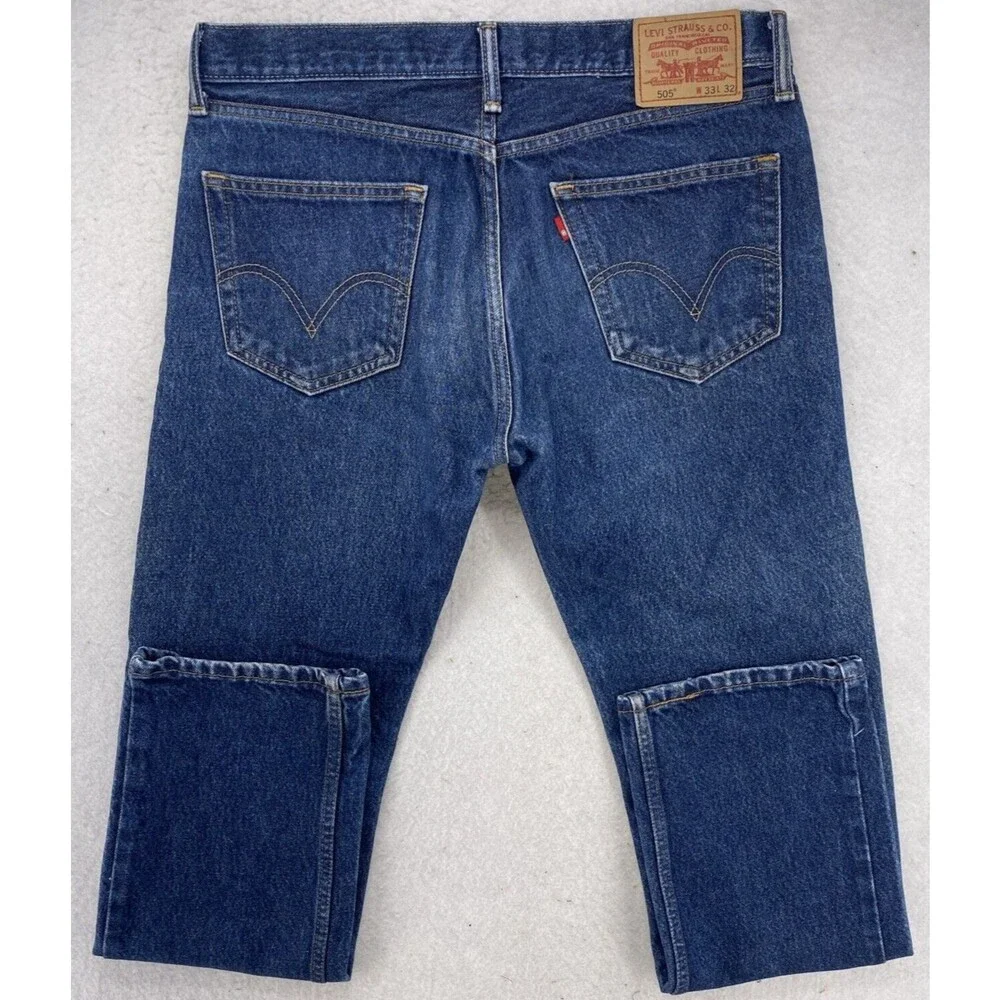 Levi's 505 Straight Fit Jeans Mens 33x32 Medium Wash Blue 100% Cotton Denim